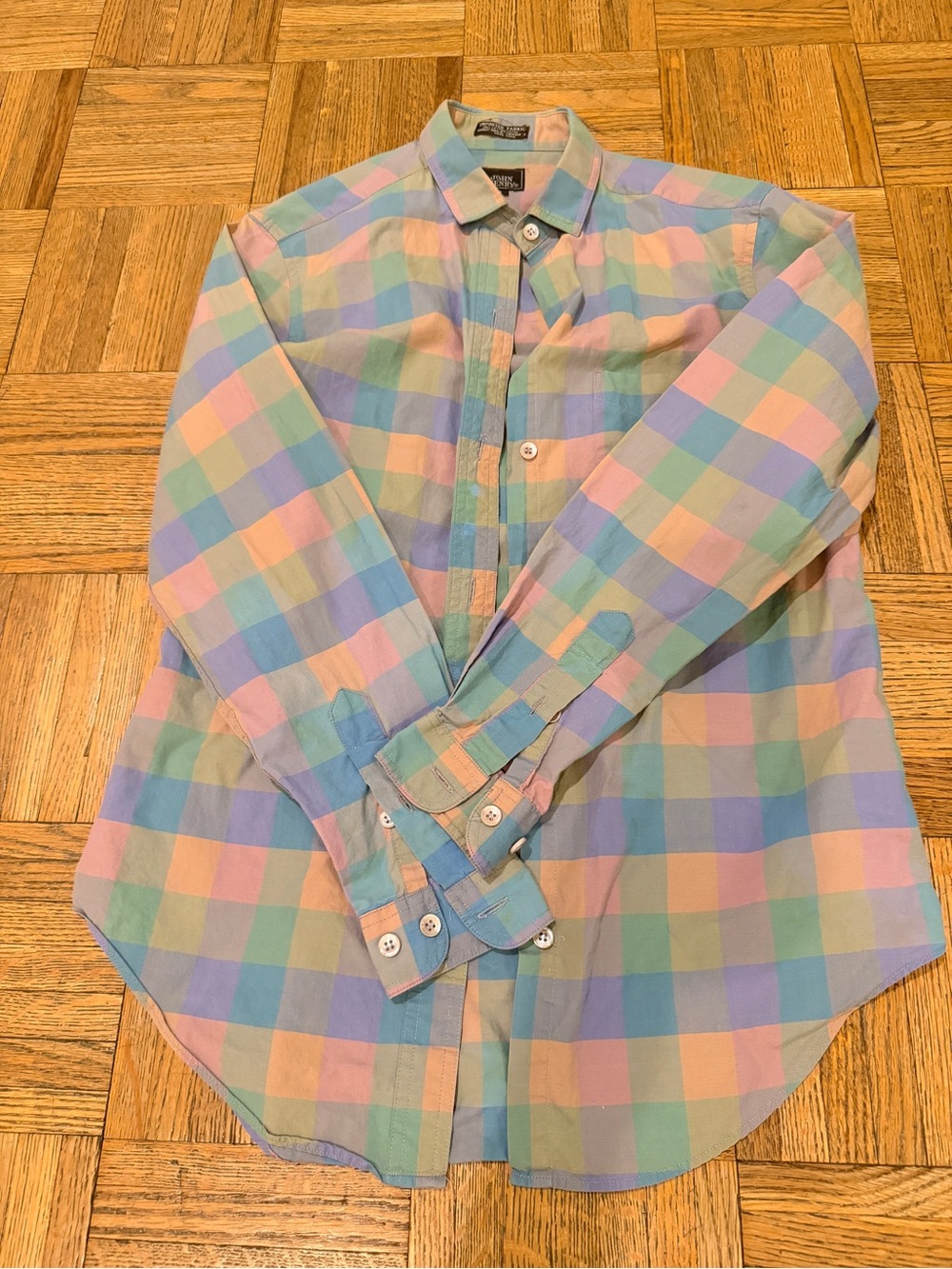 Pastel Plaid Button-Down Blouse - Multi Pastel
